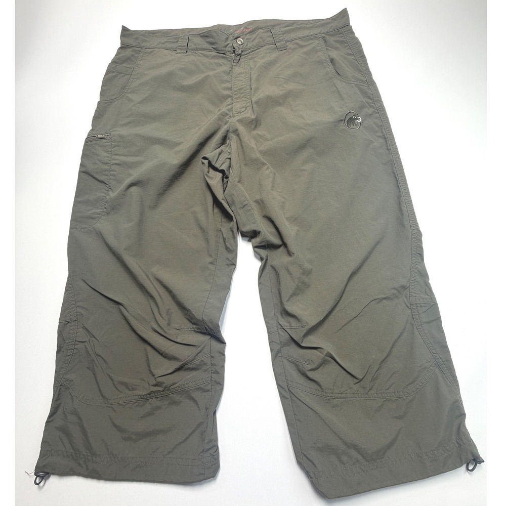 Mammut Men XL EU 56 Olive Green Hiking Capri Pants Adjustable Hem